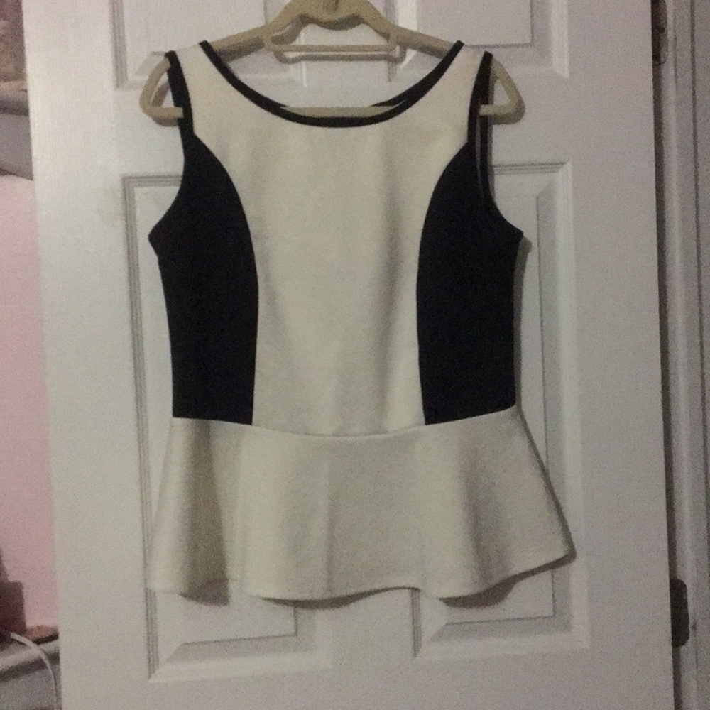 Black and white peplum top